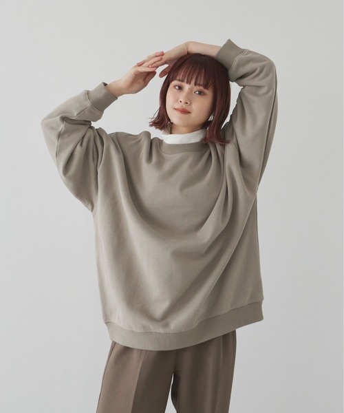 flaner(フラネ)の「ルーズスウェット【ユニセックス対応】(スウェット・レディース・グレー/カーキ/グレイッシュベージュ・MEDIUM/LARGE)」の22枚目の写真