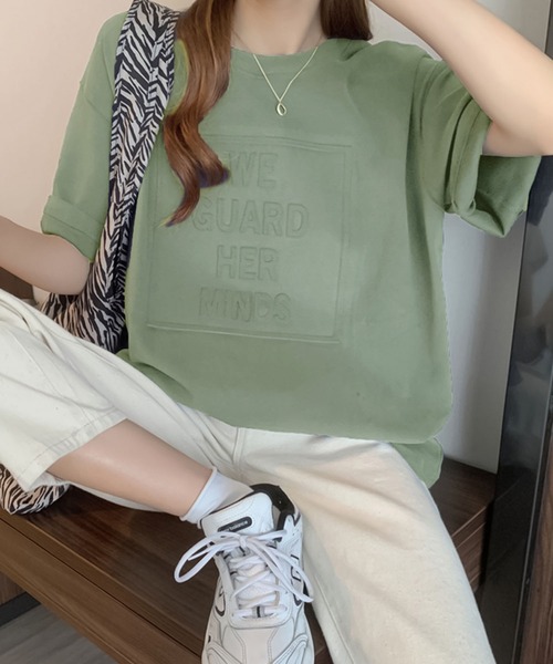 Bifrost（ビフレスト）の「立体ロゴＴシャツ（Tシャツ/カットソー・レディース・ホワイト/ブラック/グレー/ブルー/ボルドー/ブラウン/ライトグリーン/ベージュ・M/L）」の6枚目の写真