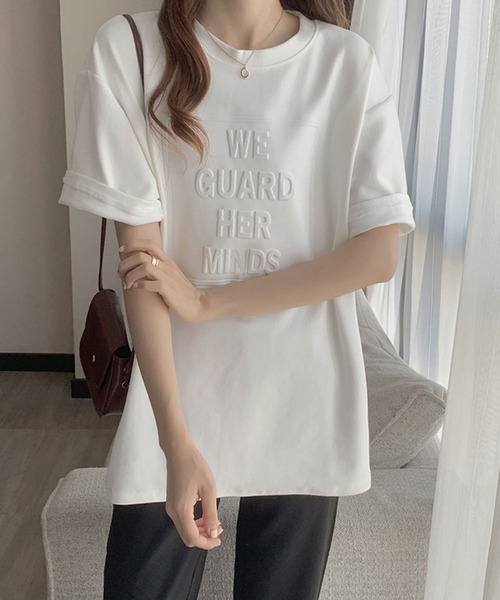 Bifrost（ビフレスト）の「立体ロゴＴシャツ（Tシャツ/カットソー・レディース・ホワイト/ブラック/グレー/ブルー/ボルドー/ブラウン/ライトグリーン/ベージュ・M/L）」の13枚目の写真
