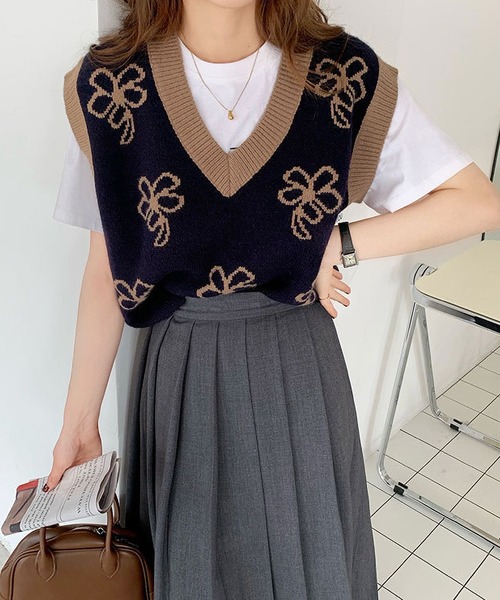 MAISON DE THERESE(メゾン ド テレーズ)の「バイカラー Vネックベスト(ベスト・レディース・ブラック/ホワイト/イエロー/ブラック系その他・MEDIUM)」の7枚目の写真