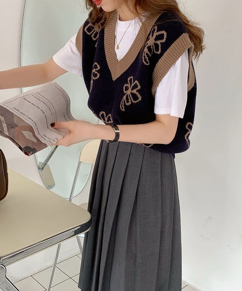 MAISON DE THERESE(メゾン ド テレーズ)の「バイカラー Vネックベスト(ベスト・レディース・ブラック/ホワイト/イエロー/ブラック系その他・MEDIUM)」の8枚目の写真