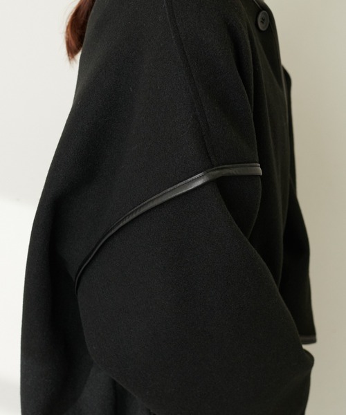 DISCOAT（ディスコート）の「【WEB限定】パイピングロングコート（ノーカラーコート・レディース・モカ/ブラック/アイボリー・FREE）」の21枚目の写真