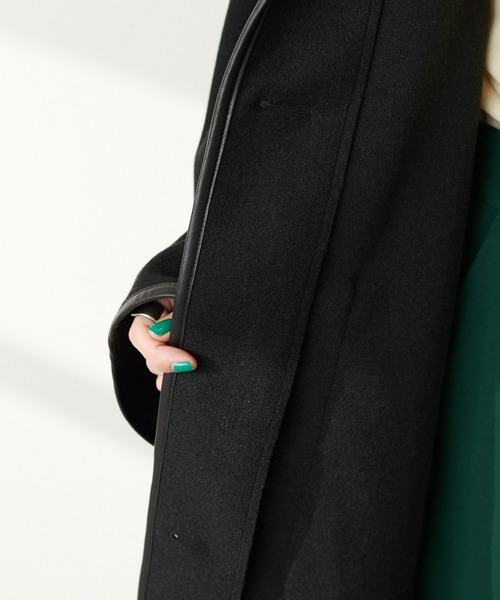 DISCOAT（ディスコート）の「【WEB限定】パイピングロングコート（ノーカラーコート・レディース・モカ/ブラック/アイボリー・FREE）」の17枚目の写真