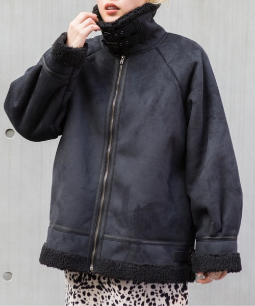SpRay（スプレイ）の「エコスウェードムートン（ムートンコート・レディース・ライトベージュ/ブラック系その他/ベージュ/モカ/アイボリー・FREE）」の14枚目の写真