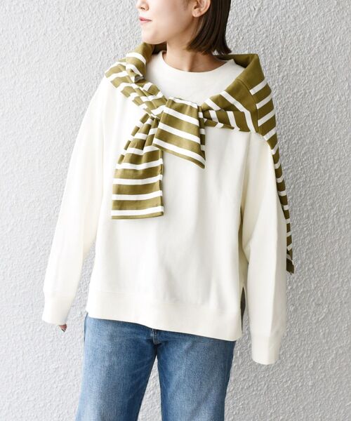 SHIPS Days(シップスデイズ)の「SHIPS Days:ジャージー裏毛プルオーバー◇(Tシャツ/カットソー・レディース・ホワイト/ブラック/ブラウン・ONE SIZE)」の1枚目の写真