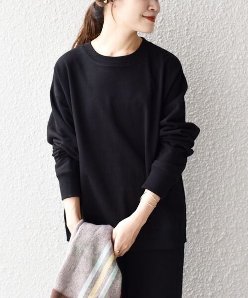 SHIPS Days(シップスデイズ)の「SHIPS Days:ジャージー裏毛プルオーバー◇(Tシャツ/カットソー・レディース・ホワイト/ブラック/ブラウン・ONE SIZE)」の2枚目の写真