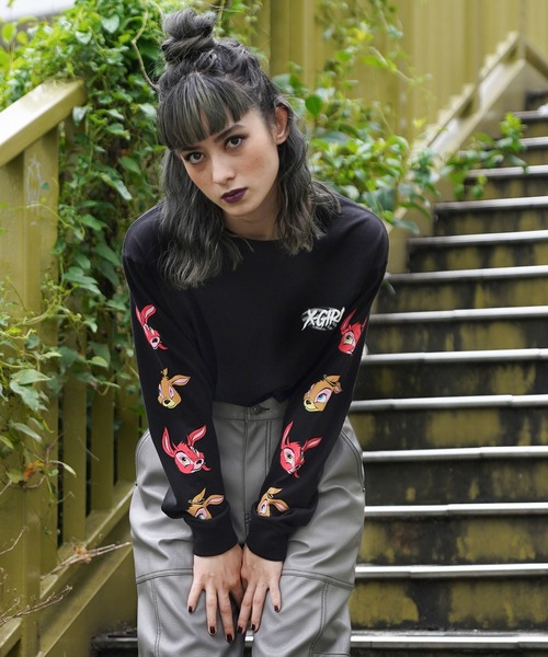 X-girl（エックスガール）の「X-girl × KOZIK BUNNY L/S TEE（Tシャツ