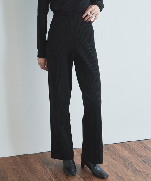 audrey and john wad（オードリーアンドジョンワッド）の「ストレートニットパンツ（その他パンツ・レディース・ブラック/グリーン・マルチサイズ）」の3枚目の写真