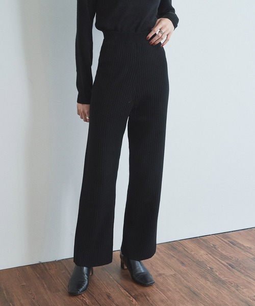 audrey and john wad（オードリーアンドジョンワッド）の「ストレートニットパンツ（その他パンツ・レディース・ブラック/グリーン・マルチサイズ）」の4枚目の写真