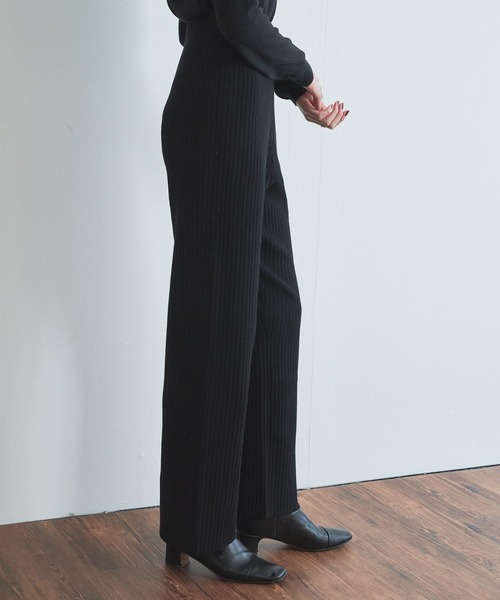 audrey and john wad（オードリーアンドジョンワッド）の「ストレートニットパンツ（その他パンツ・レディース・ブラック/グリーン・マルチサイズ）」の5枚目の写真