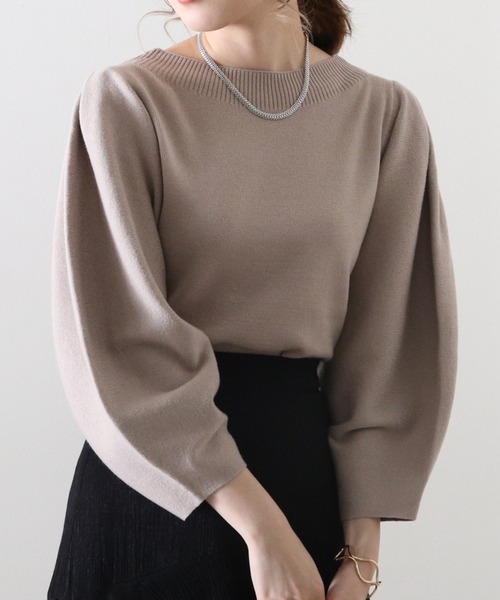 Cheek（チーク）の「ランタンスリーブニット（ニット/セーター・レディース・アイボリー/グレイッシュベージュ/サックスブルー/イエロー・MEDIUM）」の3枚目の写真