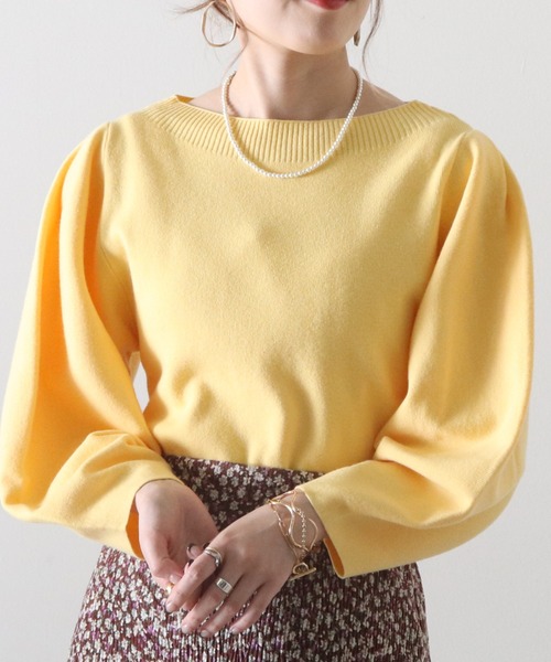 Cheek（チーク）の「ランタンスリーブニット（ニット/セーター・レディース・アイボリー/グレイッシュベージュ/サックスブルー/イエロー・MEDIUM）」の4枚目の写真