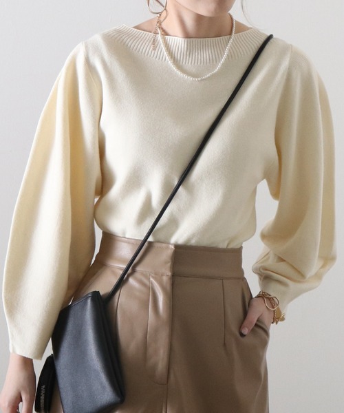 Cheek（チーク）の「ランタンスリーブニット（ニット/セーター・レディース・アイボリー/グレイッシュベージュ/サックスブルー/イエロー・MEDIUM）」の2枚目の写真