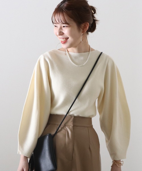 Cheek（チーク）の「ランタンスリーブニット（ニット/セーター・レディース・アイボリー/グレイッシュベージュ/サックスブルー/イエロー・MEDIUM）」の10枚目の写真