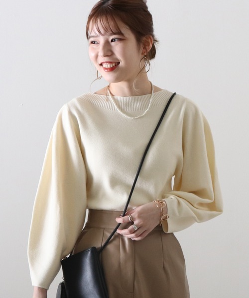 Cheek（チーク）の「ランタンスリーブニット（ニット/セーター・レディース・アイボリー/グレイッシュベージュ/サックスブルー/イエロー・MEDIUM）」の11枚目の写真