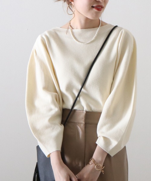 Cheek（チーク）の「ランタンスリーブニット（ニット/セーター・レディース・アイボリー/グレイッシュベージュ/サックスブルー/イエロー・MEDIUM）」の12枚目の写真