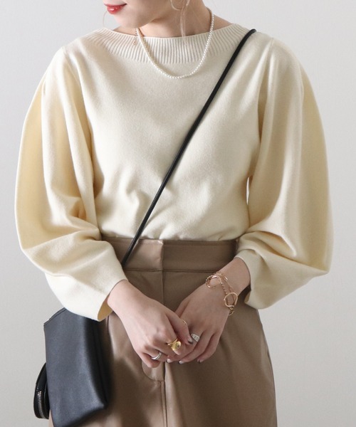 Cheek（チーク）の「ランタンスリーブニット（ニット/セーター・レディース・アイボリー/グレイッシュベージュ/サックスブルー/イエロー・MEDIUM）」の13枚目の写真