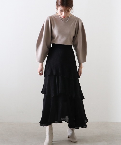 Cheek（チーク）の「ランタンスリーブニット（ニット/セーター・レディース・アイボリー/グレイッシュベージュ/サックスブルー/イエロー・MEDIUM）」の15枚目の写真