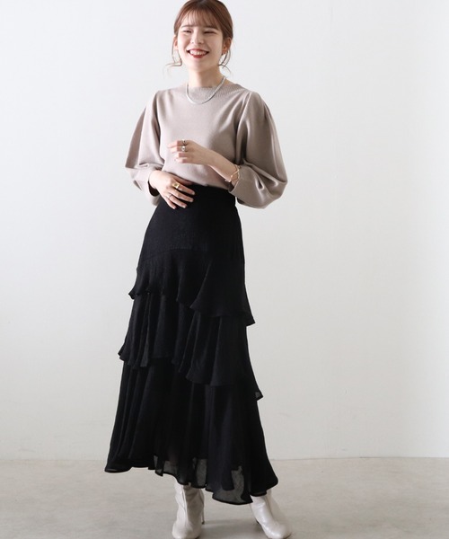 Cheek（チーク）の「ランタンスリーブニット（ニット/セーター・レディース・アイボリー/グレイッシュベージュ/サックスブルー/イエロー・MEDIUM）」の17枚目の写真