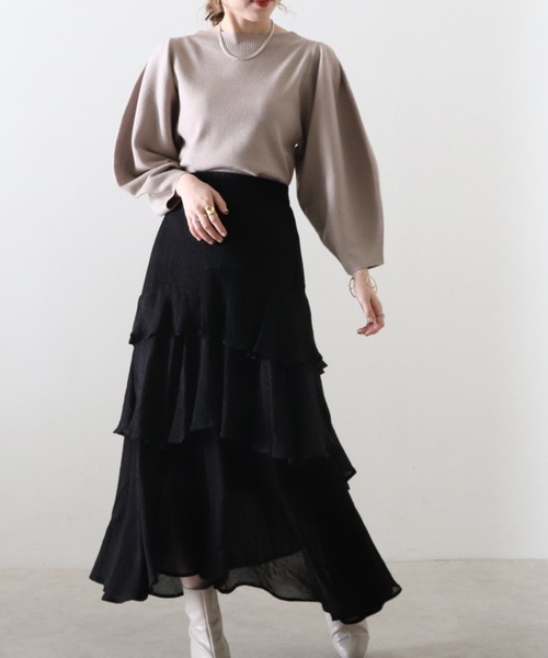 Cheek（チーク）の「ランタンスリーブニット（ニット/セーター・レディース・アイボリー/グレイッシュベージュ/サックスブルー/イエロー・MEDIUM）」の18枚目の写真