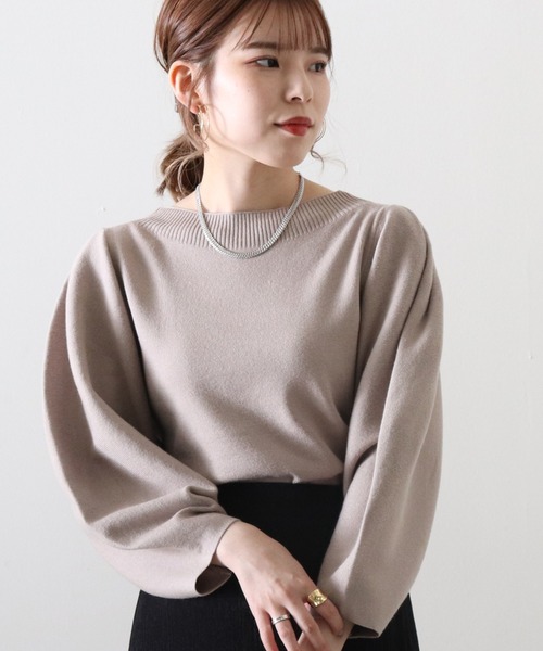 Cheek（チーク）の「ランタンスリーブニット（ニット/セーター・レディース・アイボリー/グレイッシュベージュ/サックスブルー/イエロー・MEDIUM）」の20枚目の写真