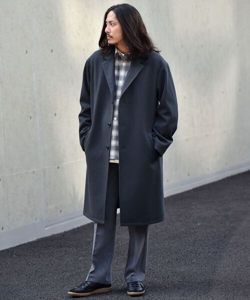 SHIPS（シップス）の「【WEB限定】SHIPS: リラックスフィット ポリメルトン ジャージー チェスター コート（チェスターコート・メンズ・ネイビー/グレー/ダークグレー・SMALL/MEDIUM/LARGE/X-LARGE）」の6枚目の写真