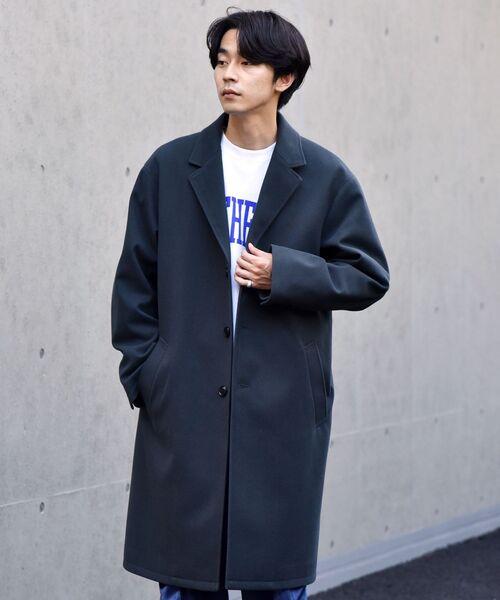 SHIPS（シップス）の「【WEB限定】SHIPS: リラックスフィット ポリメルトン ジャージー チェスター コート（チェスターコート・メンズ・ネイビー/グレー/ダークグレー・SMALL/MEDIUM/LARGE/X-LARGE）」の15枚目の写真