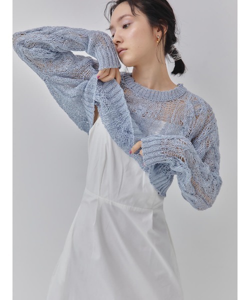 Ayla（アイラ）の「low gauge knit（ニット/セーター・レディース・ホワイト/ブラック/ブルー・FREE）」の3枚目の写真