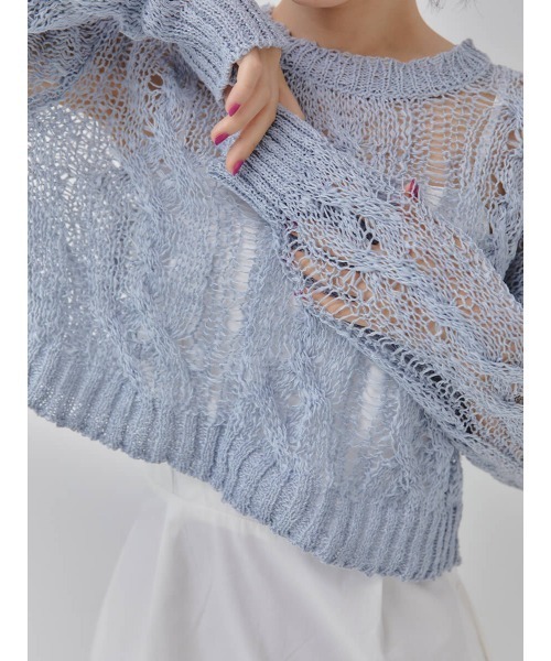 Ayla（アイラ）の「low gauge knit（ニット/セーター・レディース・ホワイト/ブラック/ブルー・FREE）」の15枚目の写真