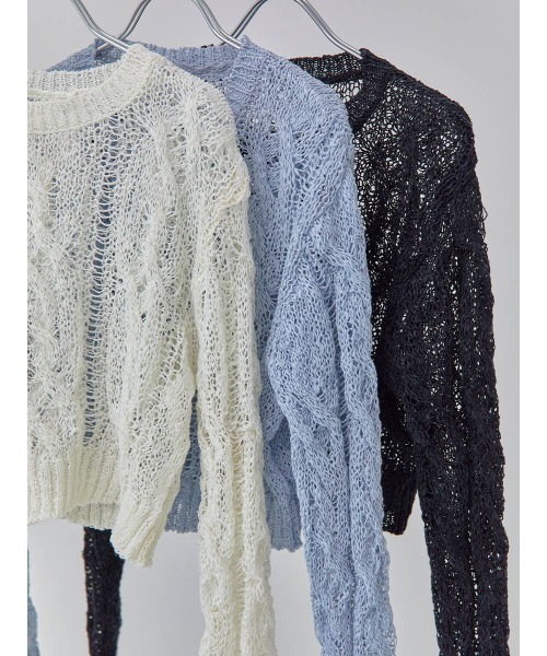 Ayla（アイラ）の「low gauge knit（ニット/セーター・レディース・ホワイト/ブラック/ブルー・FREE）」の12枚目の写真