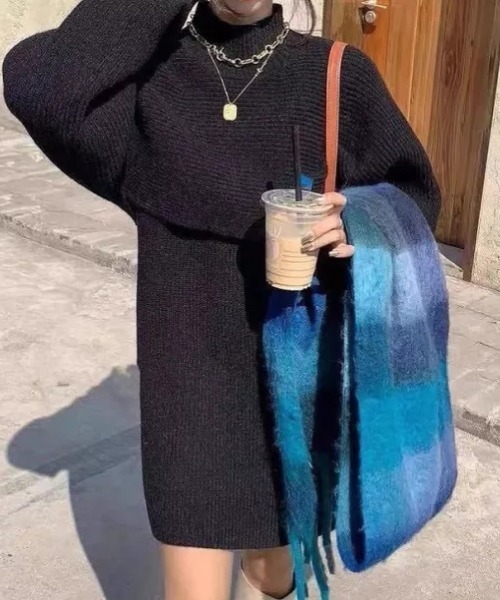 Loueme(ルエム)の「ハイネックリブニット+ノースリーブミニワンピース2点セット(ワンピース・レディース・ブラック/ベージュ/アイボリー・FREE)」の5枚目の写真