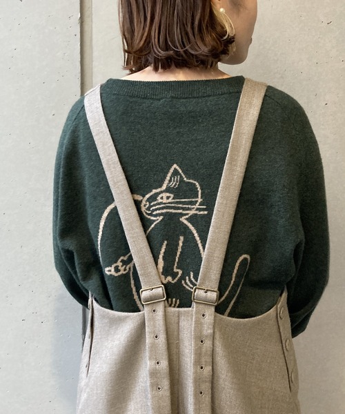LOISIR(ロワズィール)の「LOISIR×TORANEKOBONBONインターシャプルオーバー(ニット/セーター・レディース・ネイビー/ブラウン/モスグリーン・FREE)」の2枚目の写真