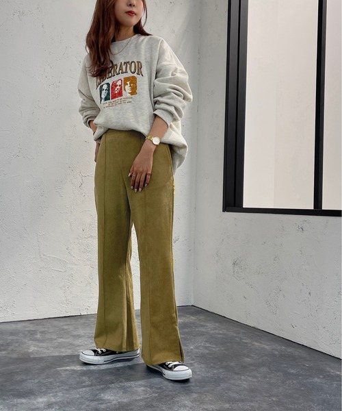 apres jour mignon(アプレジュールミニョン)の「センターシームフェイクスエードパンツ【ZOZOTOWN限定アイテム】(その他パンツ・レディース・ブルーグリーン/マスタード/ブラック・MEDIUM/SMALL/X-LARGE)」の3枚目の写真