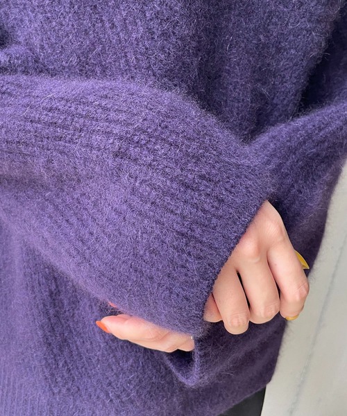 CAPRICIEUX LE'MAGE（カプリシューレマージュ）の「ヤクラクーンカシミア畦プルオーバー（ニット/セーター・レディース・ライトベージュ/ネイビー・FREE）」の9枚目の写真