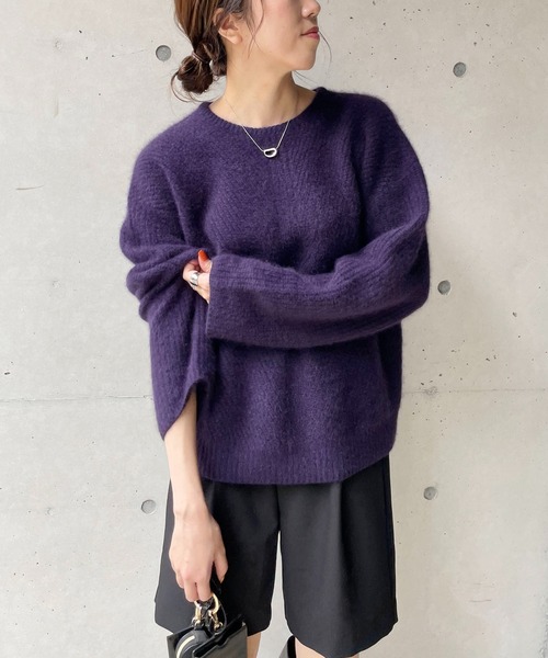 CAPRICIEUX LE'MAGE（カプリシューレマージュ）の「ヤクラクーンカシミア畦プルオーバー（ニット/セーター・レディース・ライトベージュ/ネイビー・FREE）」の10枚目の写真