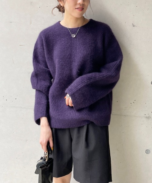 CAPRICIEUX LE'MAGE（カプリシューレマージュ）の「ヤクラクーンカシミア畦プルオーバー（ニット/セーター・レディース・ライトベージュ/ネイビー・FREE）」の12枚目の写真