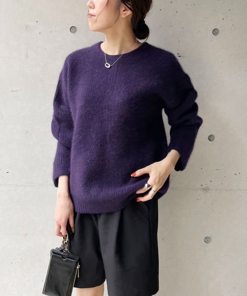 CAPRICIEUX LE'MAGE（カプリシューレマージュ）の「ヤクラクーンカシミア畦プルオーバー（ニット/セーター・レディース・ライトベージュ/ネイビー・FREE）」の13枚目の写真