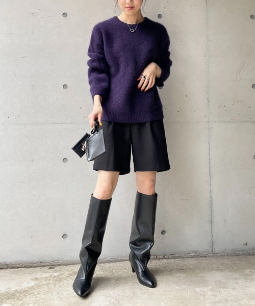 CAPRICIEUX LE'MAGE（カプリシューレマージュ）の「ヤクラクーンカシミア畦プルオーバー（ニット/セーター・レディース・ライトベージュ/ネイビー・FREE）」の14枚目の写真