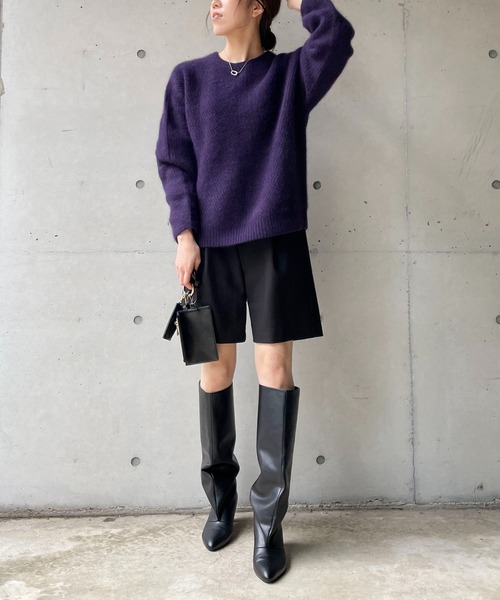 CAPRICIEUX LE'MAGE（カプリシューレマージュ）の「ヤクラクーンカシミア畦プルオーバー（ニット/セーター・レディース・ライトベージュ/ネイビー・FREE）」の15枚目の写真