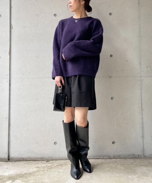 CAPRICIEUX LE'MAGE（カプリシューレマージュ）の「ヤクラクーンカシミア畦プルオーバー（ニット/セーター・レディース・ライトベージュ/ネイビー・FREE）」の16枚目の写真