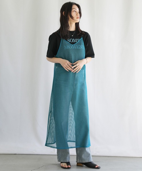 select MOCA（セレクトモカ）の「2022 SS ダブルショルダーメッシュキャミワンピース（ワンピース・レディース・ブラック/ブルー/ライトベージュ・FREE）」の3枚目の写真