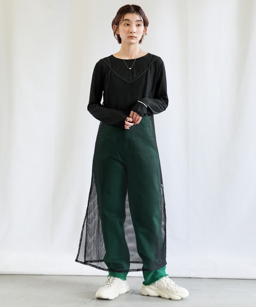 select MOCA（セレクトモカ）の「2022 SS ダブルショルダーメッシュキャミワンピース（ワンピース・レディース・ブラック/ブルー/ライトベージュ・FREE）」の5枚目の写真