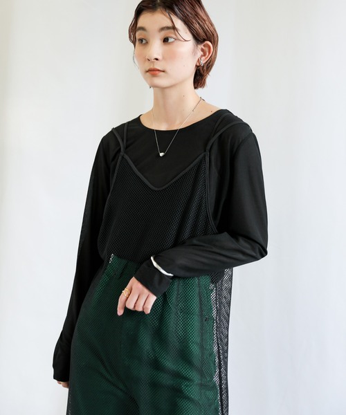 select MOCA（セレクトモカ）の「2022 SS ダブルショルダーメッシュキャミワンピース（ワンピース・レディース・ブラック/ブルー/ライトベージュ・FREE）」の14枚目の写真