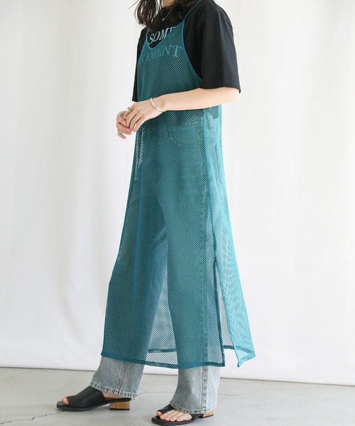 select MOCA（セレクトモカ）の「2022 SS ダブルショルダーメッシュキャミワンピース（ワンピース・レディース・ブラック/ブルー/ライトベージュ・FREE）」の7枚目の写真