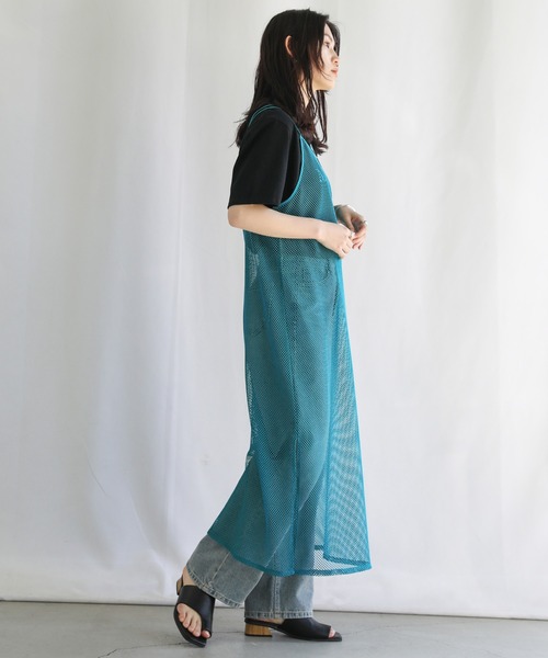 select MOCA（セレクトモカ）の「2022 SS ダブルショルダーメッシュキャミワンピース（ワンピース・レディース・ブラック/ブルー/ライトベージュ・FREE）」の9枚目の写真