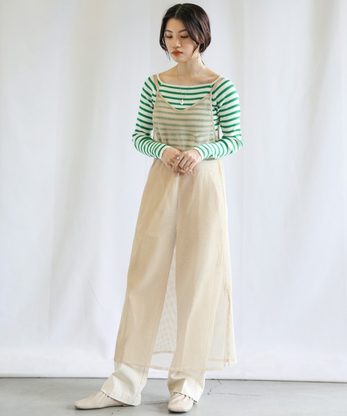 select MOCA（セレクトモカ）の「2022 SS ダブルショルダーメッシュキャミワンピース（ワンピース・レディース・ブラック/ブルー/ライトベージュ・FREE）」の6枚目の写真