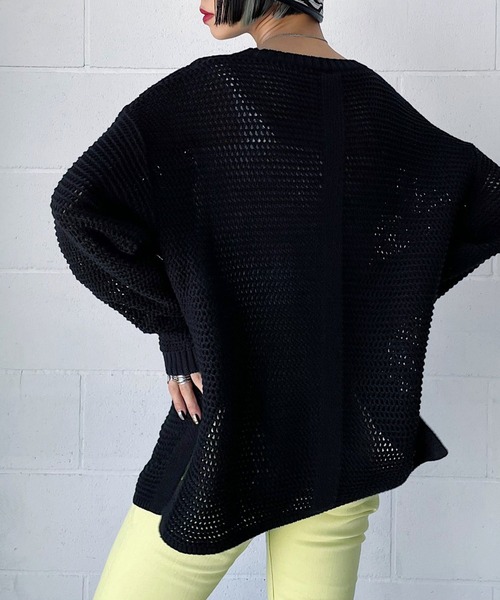 PAGEBOY(ページボーイ)の「ワッフルメッシュニット(ニット/セーター・レディース・グリーン/ブラック/オフホワイト・FREE)」の10枚目の写真