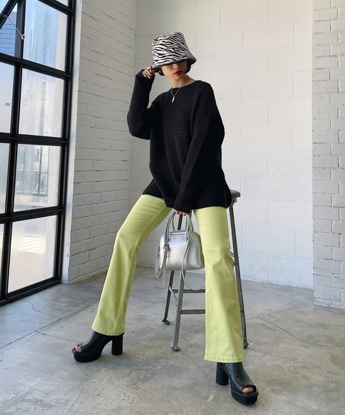 PAGEBOY(ページボーイ)の「ワッフルメッシュニット(ニット/セーター・レディース・グリーン/ブラック/オフホワイト・FREE)」の11枚目の写真