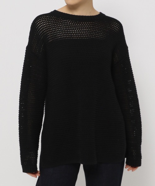 PAGEBOY(ページボーイ)の「ワッフルメッシュニット(ニット/セーター・レディース・グリーン/ブラック/オフホワイト・FREE)」の15枚目の写真