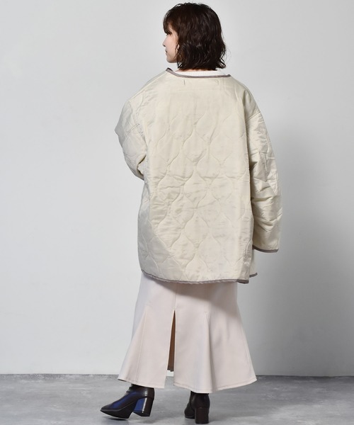 RETRO GIRL（レトロガール）の「ライナーキルトコート（ノーカラーコート・レディース・グリーン/ブラウン/アイボリー・FREE）」の9枚目の写真